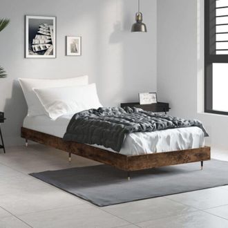vidaXL Estructura Cama Sin Colch&oacute;n Madera Roble Ahumado 75x190 Cm Vidaxl