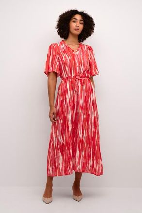 Kaffe Arina Half Sleeve V-Neck Maxi Dress in Pink Abstract Print at Nordstrom, Size 10