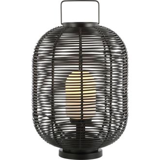 Jonathan Y Designs Kandella 26.7 Outdoor Woven Oval Asian LED Lantern, Black at Nordstrom