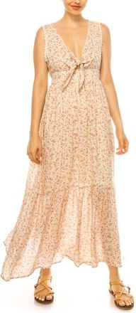A Collective Story Tie Front Ditsy Floral Maxi Dress in Natural at Nordstrom, Size X-Large