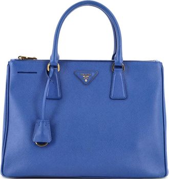 Prada Double Zip Lux Saffiano Leather Medium tote bag - Blauw