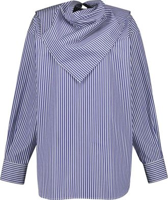 Ami Bandana Blouse - Dames - Blouses - Blauw - 2XS - Katoen - Overhemden