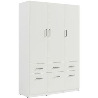 Vente-Unique Vente-unique - Armadio 3 ante e 6 cassetti L136 cm Bianco - belomy