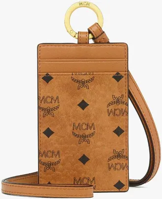 MCM Lanyard ID Card Holder in Visetos in Cognac at Nordstrom