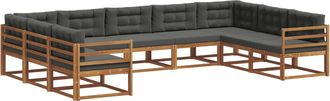 vidaXL Conjunto De Sof&aacute;s De Exterior 9 Uds. Natural Y Antracita Vidaxl