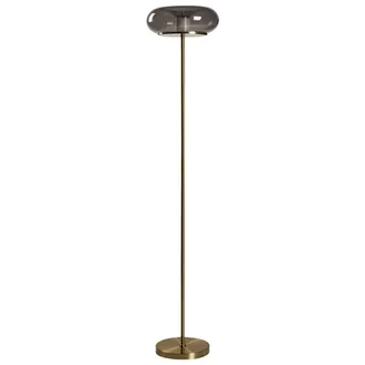 Beliani L&aacute;mpara De Pie Led Moderna Con Pantalla De Vidrio Base De Metal Con Regulador De Intensidad Gris Nith