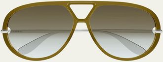 Bottega Veneta 63mm Acetate & metal Aviator Sunglasses