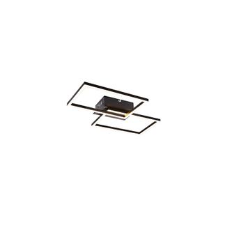 QAZQA Qazqa - Moderno Plaf&oacute;n Cuadrado Negro Regulable En 3 Pasos - Plazas Novo Aluminio /acero Cuadrada Incluye Led Max. 1 X 30 Watt