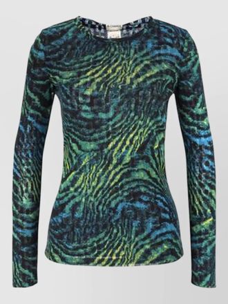 Diane Von F&uuml;rstenberg fitted knit top geometric pattern round neck