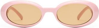 Le Specs Work It 53mm Oval Sunglasses in Pink Putty /Tan Tint at Nordstrom