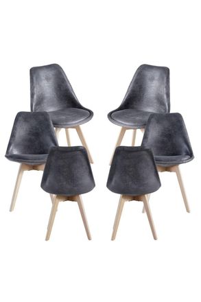Regalos Miguel Regalos Miguel - Packs Sillas Comedor - Pack 6 Sillas Synk Vintage - Gris Oscuro