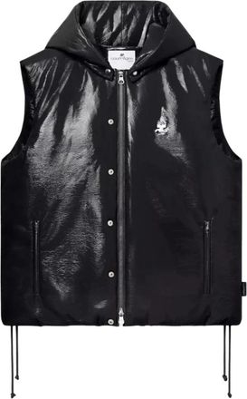 Courr&egrave;ges Vinyl Hooded Vest Black Shiny - Heren - Bodywarmers - Zwart - M - Jassen