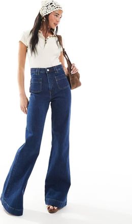 & Other Stories high waist wide leg jeans in dark blue wash