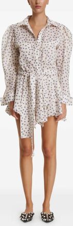 Pinko floral puff-sleeve dress - Neutrals