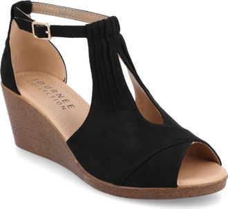 Journee Collection Womens Kedzie Medium and Wide Width Buckle Open Toe Wedge