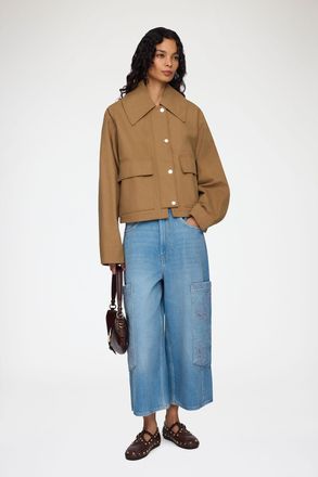Ganni Blue Cropped Cargo Jeans in Denim - Size 24W/33L Organic Cotton