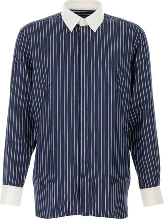 Tom Ford Geborduurde Zijden Blouse - Heren - Zakelijke Overhemden - Blauw - XL - Overhemden