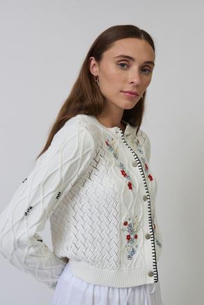 Central Park West Jaden Embroidered Cardi in Multi at Nordstrom, Size X-Large