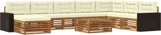 vidaXL Conjunto De Sof&aacute;s De Exterior 9 Uds. Natural Y Crema Vidaxl