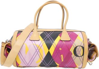 Dior Multi-Color Coated Canvas Leather Boston Bag (Pre-Owned)