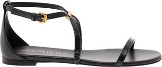 Alexander McQueen Black Engraved Logo Sandals