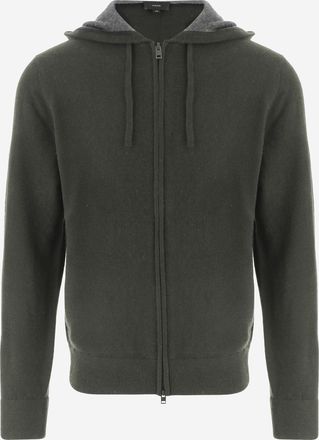 Vince Dark Green Drawstring Zip-Up Cashmere Hoodie
