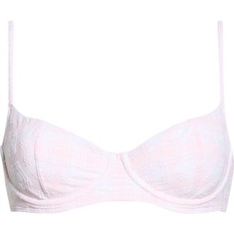 PacSun Eden Plaid Bralette Bikini Top in Pink/White at Nordstrom, Size X-Small