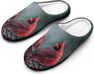 Generic Merry Christmas Cardinal Bird Womens Slippers Winter Warm House Shoes Indoor Outdoor Hotel Slipper