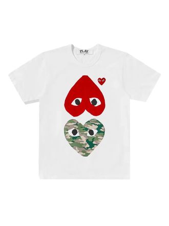 Comme Des Garçons Camouflage Upside Down Double Heart T-shirt - men - Cotton - L - White