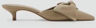 Mango Scarpe tacco pelle fiocco grezzo - Donna - 35 - MANGO