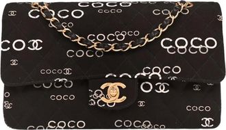Chanel 2001-2003 medium classic Double Flap shoulder bag - women - Canvas - One Size - Black