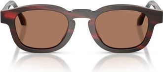 Armani 48mm Rectangle Sunglasses in Brushed Striped Red /Brown at Nordstrom