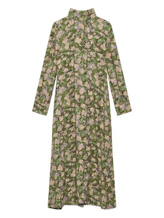 Maliparmi Midi-jurk met bloemenprint en hoge hals - Groen