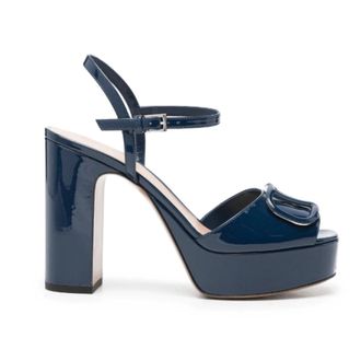 Valentino Dames, Schoenen, Blauw, Maat: 39 1/2 EU Leer