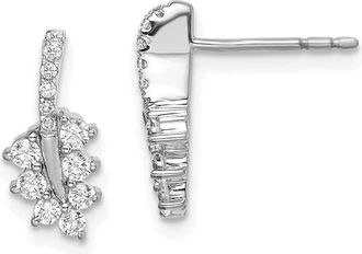 Diamond2Deal 14K White Gold 3/8 ct Lab Grown Diamond Leaf Stud Earrings VS Clarity, G-H Color
