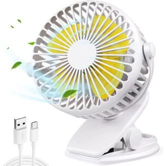 OEM Ventilador Usb, Mini Ventilador De Mesa Con Bater&iacute;a, 3 Velocidades, Refrigeraci&oacute;n Ajustable 360&deg;, Peque&ntilde;os Ventiladores Con Clip - Crezuo