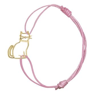 Aliita Bracelets, female, Pink, Size: ONE SIZE Adjustable Cord Bracelet with Cat Charm