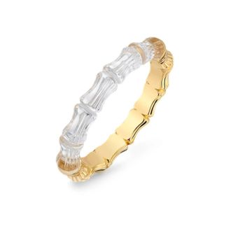 Gold & Honey Womens Bamboo Lucite Hinge Bangle In Clear