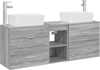 vidaXL Juego De Muebles De Ba&ntilde;o 3 Uds. Sonoma Gris 53 X 34,5 X 63 Cm Vidaxl