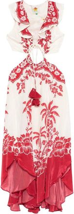 Farm Rio Guanacaste Sand Cut Out Sleeveless Midi Dress