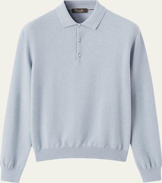 Loro Piana Mens Baby Cashmere Metal-Button Polo Sweater
