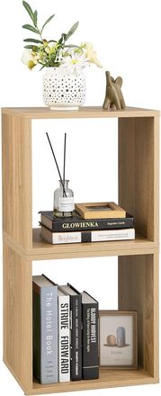 Costway Costway Juego De 2 Estante De Madera, Organizador De Cubo De Pie, Gabinete De Celos&iacute;a De Combinaci&oacute;n,librer&iacute;a Apilable, Soporte De Almacenamiento De D