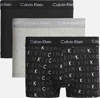 Calvin Klein Mens 3-Pack Low-Rise Boxer Trunks, Black / Grey Heather / Subdued Logo - Size: 35/34/32