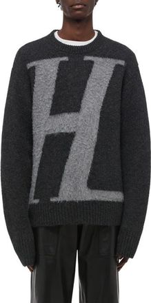 Helmut Lang Logo Sweater in Graphite at Nordstrom, Size Xx-Large
