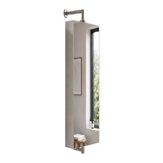 Relaxdays Armario Espejo Giratorio Relaxdays, 6 Estantes Abiertos, Montaje Mural, 120x25x12 Cm, Mueble Ba&ntilde;o, Inox., Plateado