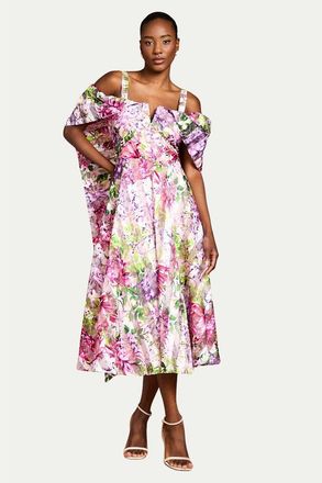 Coast Organza Bardot Midi Dress in Pink at Nordstrom, Size 10