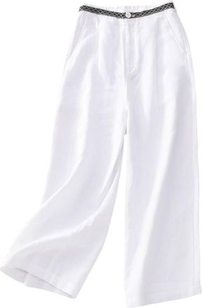 Generic Culottes for Women Ladies Pants Loose Fit High Waist Drawstring with Pockets Casual Pants Fall Clothes Womens Cropped Trousers Summer Flowy Party Beac