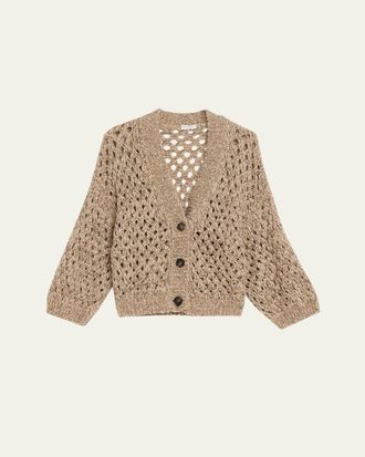 Brunello Cucinelli Oversized Shimmer Open Knit Cardigan