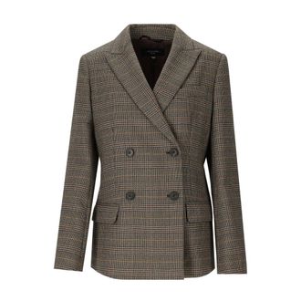 Max Mara Jassen, Dames, Bruin, M, Wol, Giove Double-Breasted Blazer