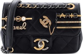 Chanel Coco Clips Flap Bag Embellished Quilted Lambskin Mini crossbody bag - Nero